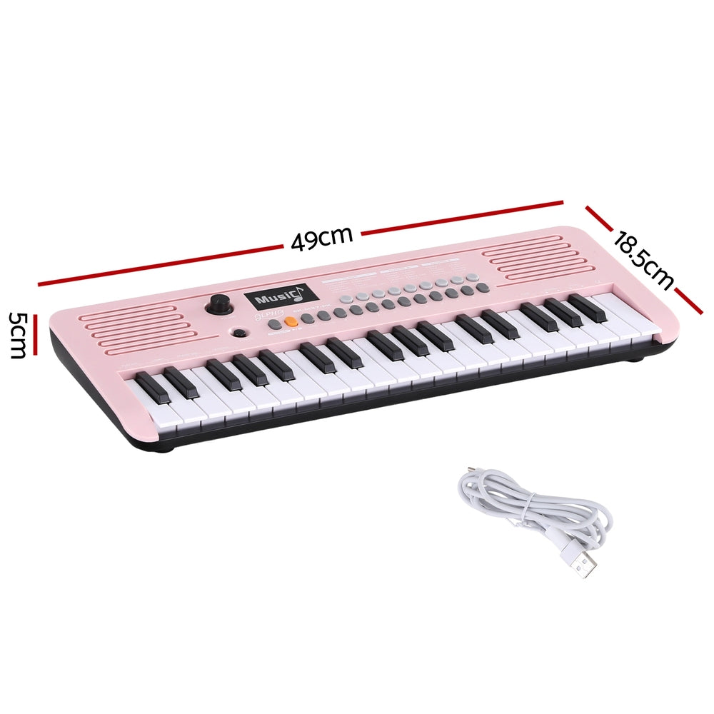 Alpha 37-Key Pink Digital Piano Keyboard for Kids with 3-Step Lesson Mode - SuperSaverAU - view 2