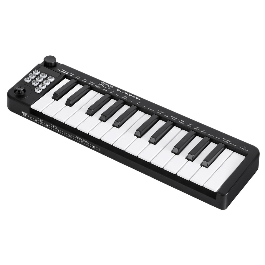 Alpha 25-Key MIDI Keyboard Controller USB Portable - Black