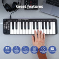 Alpha 25-Key MIDI Keyboard Controller USB Portable - Black