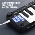 Alpha 25-Key MIDI Keyboard Controller USB Portable - Black