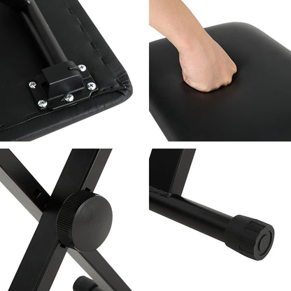 Alpha Adjustable Height Piano Stool Black