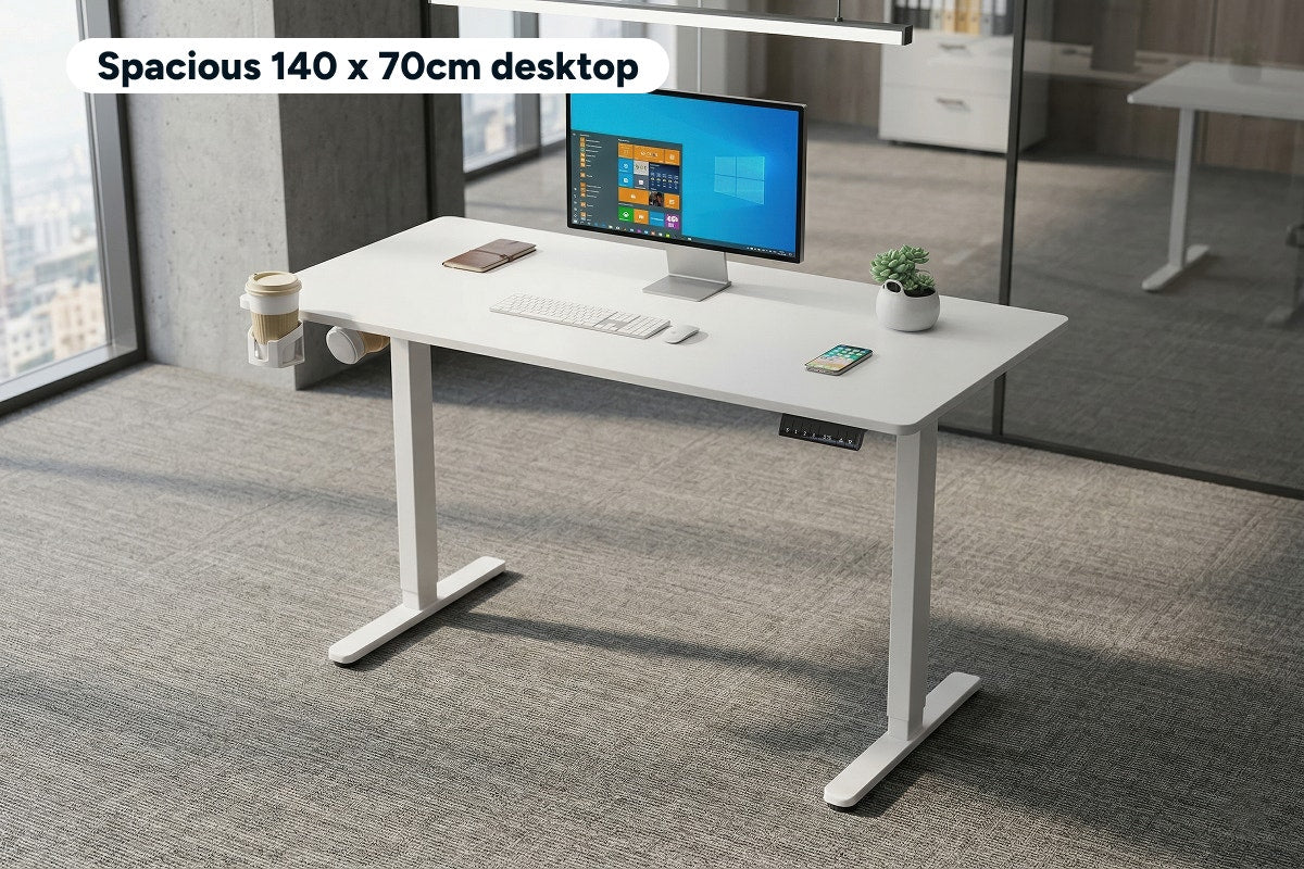 Ergolux Electric Dual Motor Standing Desk 140 x 70cm (White)