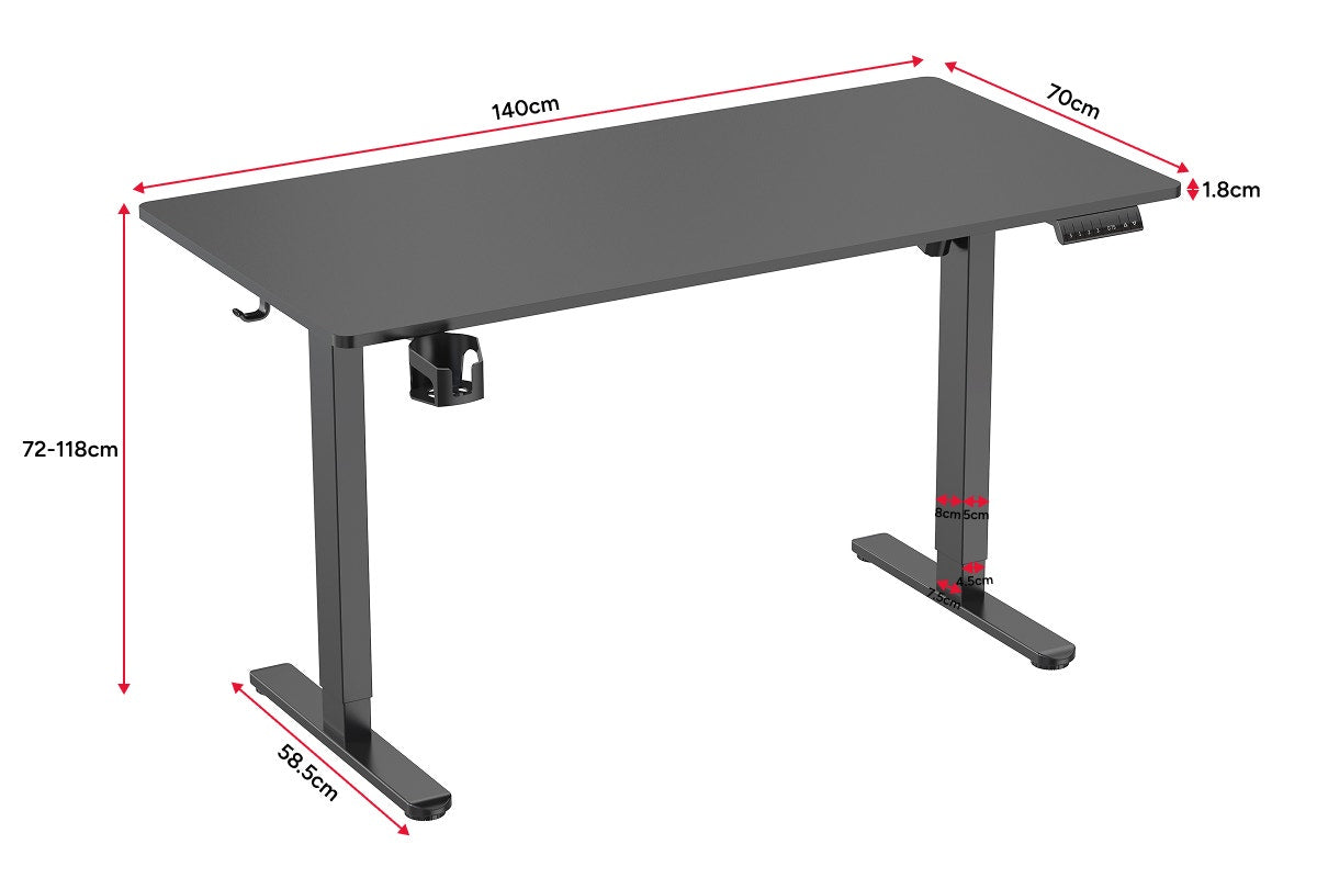 Ergolux Electric Standing Desk 140 x 70cm (Black/Black)