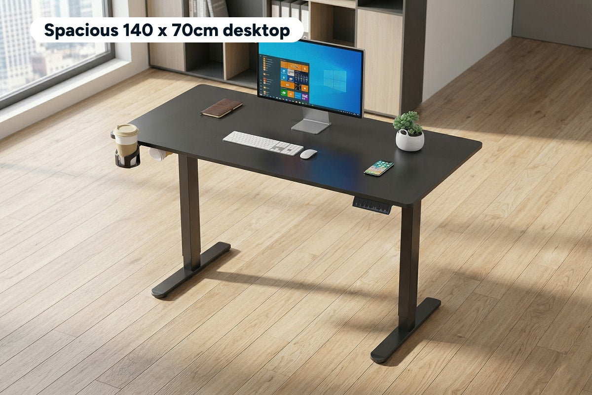 Ergolux Electric Standing Desk 140 x 70cm (Black/Black)