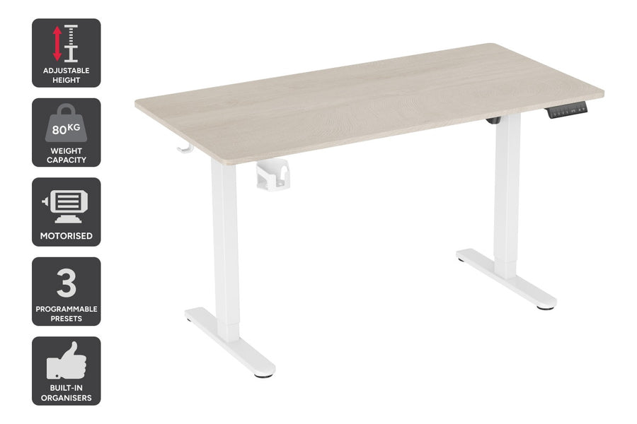Ergolux Electric Standing Desk 140 x 70cm (Oak/White)