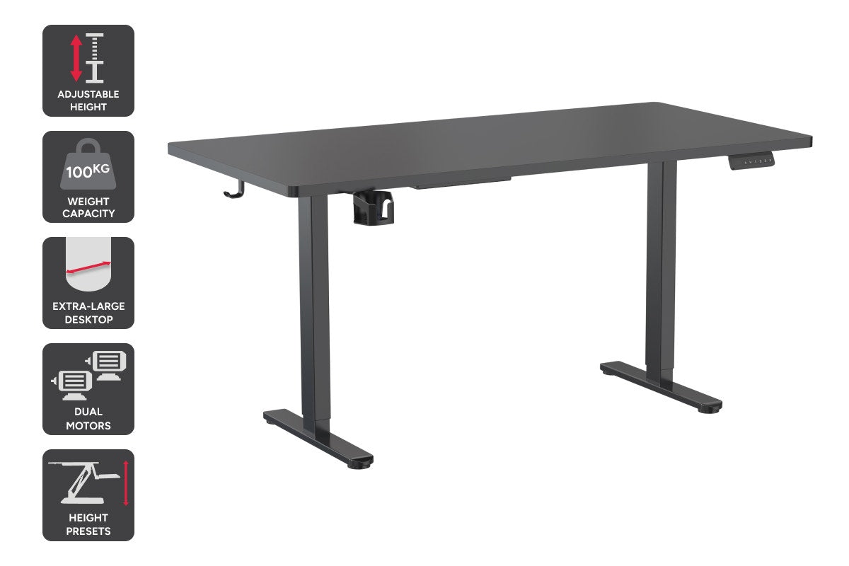 Ergolux Electric Dual Motor Standing Desk 180 x 80cm (Black/Black)