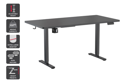 Ergolux Electric Dual Motor Standing Desk 180 x 80cm (Black/Black)