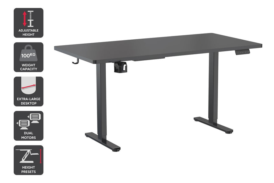 Ergolux Electric Dual Motor Standing Desk 180 x 80cm (Black/Black)