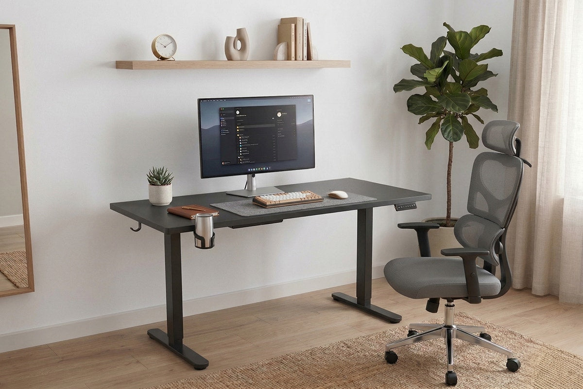 Ergolux Electric Dual Motor Standing Desk 180 x 80cm (Black/Black)