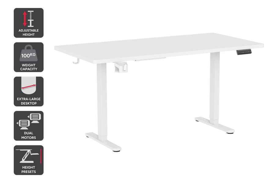 Ergolux Electric Dual Motor Standing Desk 180 x 80cm (White/White)