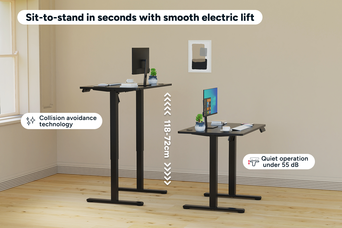 Ergolux Electric Standing Desk 90 x 60cm (Black/Black)