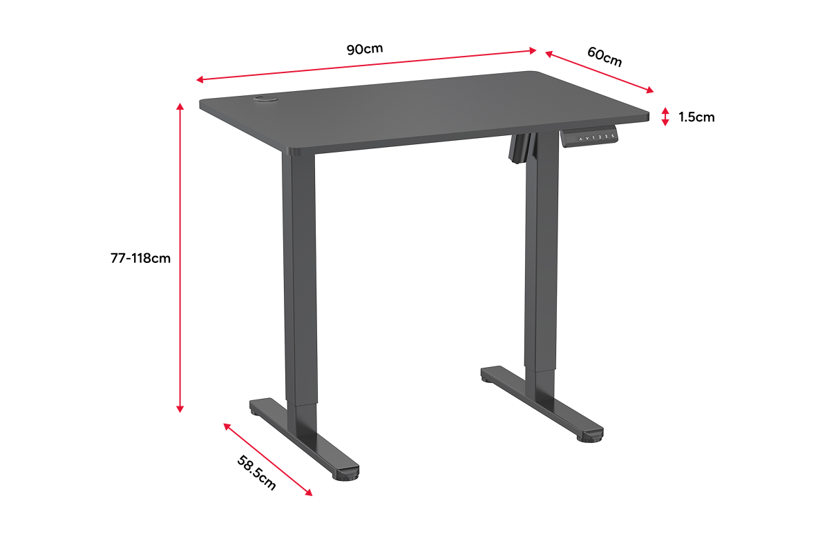 Ergolux Electric Standing Desk 90 x 60cm (Black/Black)