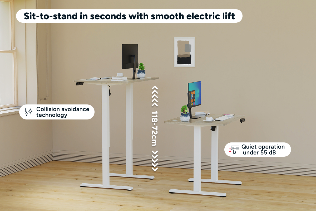 Ergolux Electric Standing Desk 90 x 60cm (Oak/White)