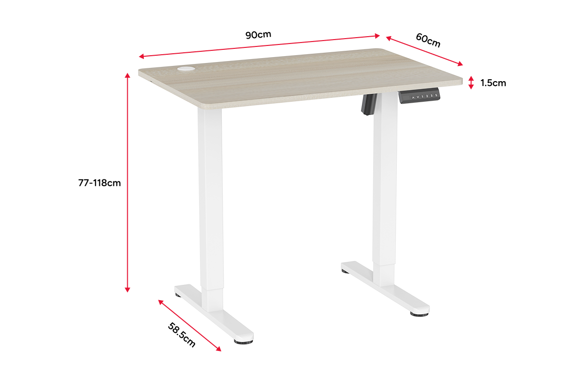 Ergolux Electric Standing Desk 90 x 60cm (Oak/White)
