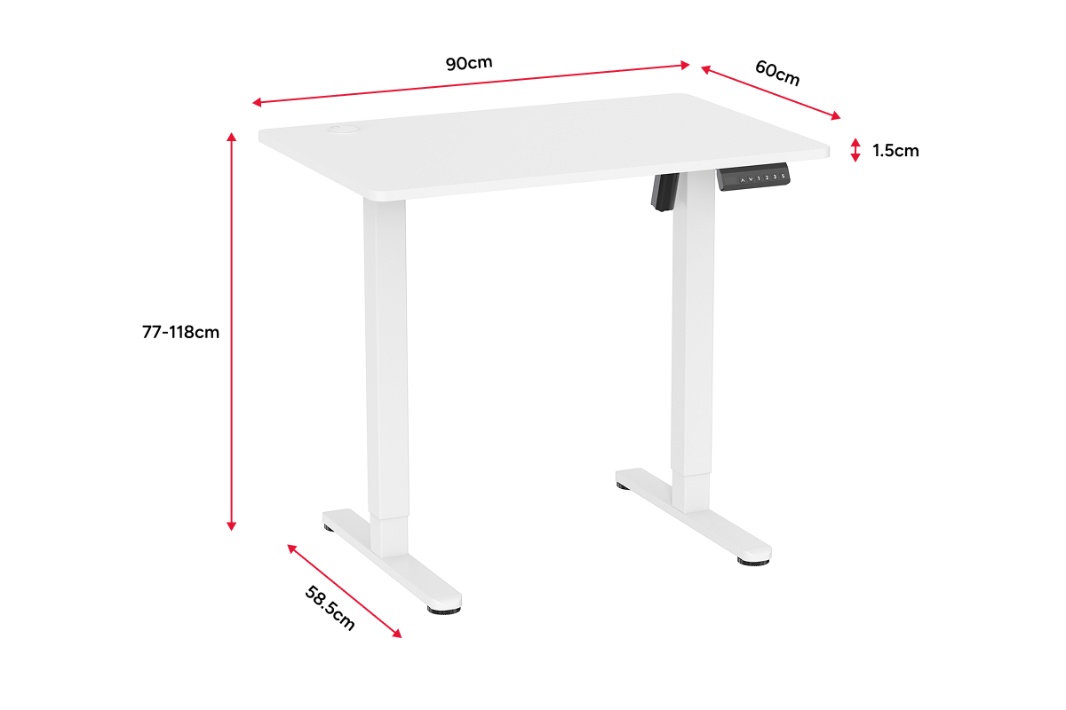 Ergolux Electric Standing Desk 90 x 60cm (White/White)