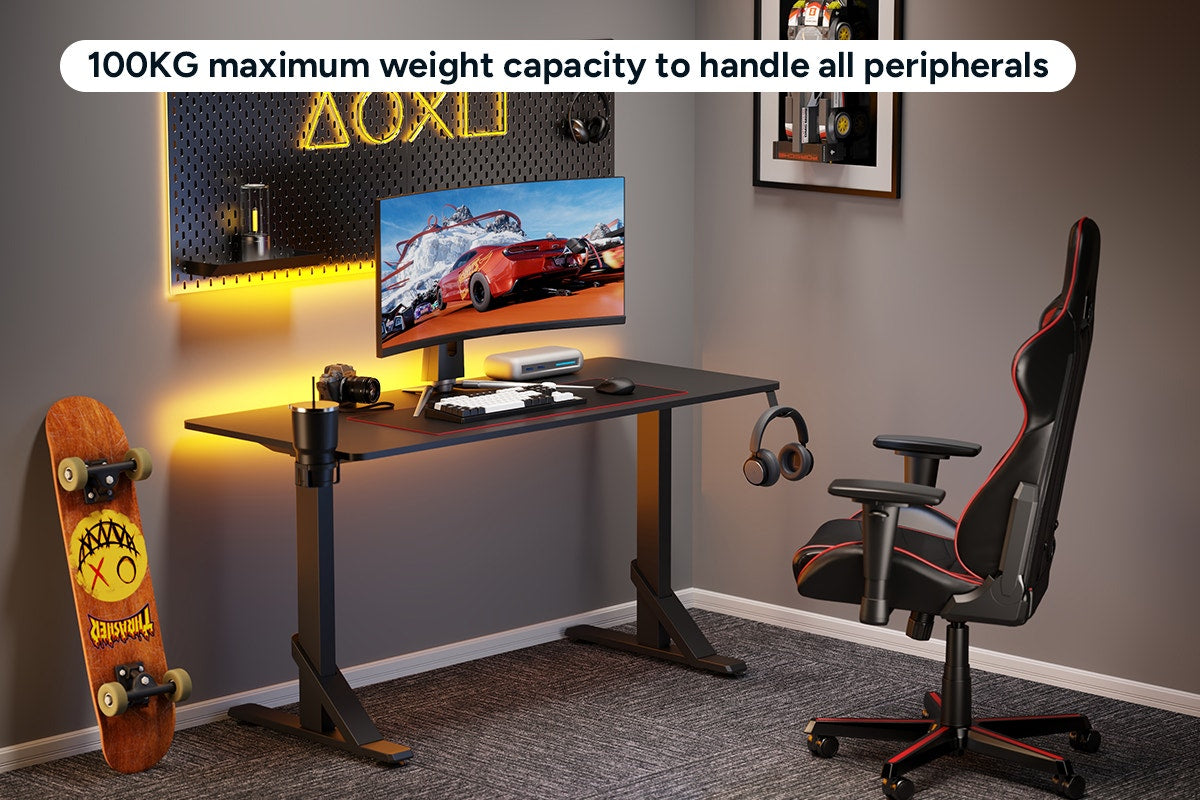 Ergolux Heavy Duty Height Adjustable Desk 136cm x 60cm (Black)
