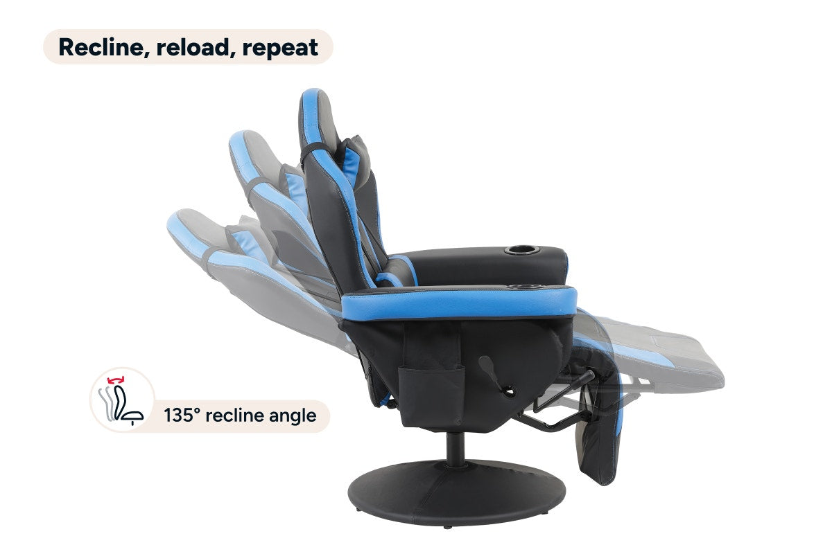 Ergolux Hotshot Recliner Gaming Office Chair (Black/Blue)
