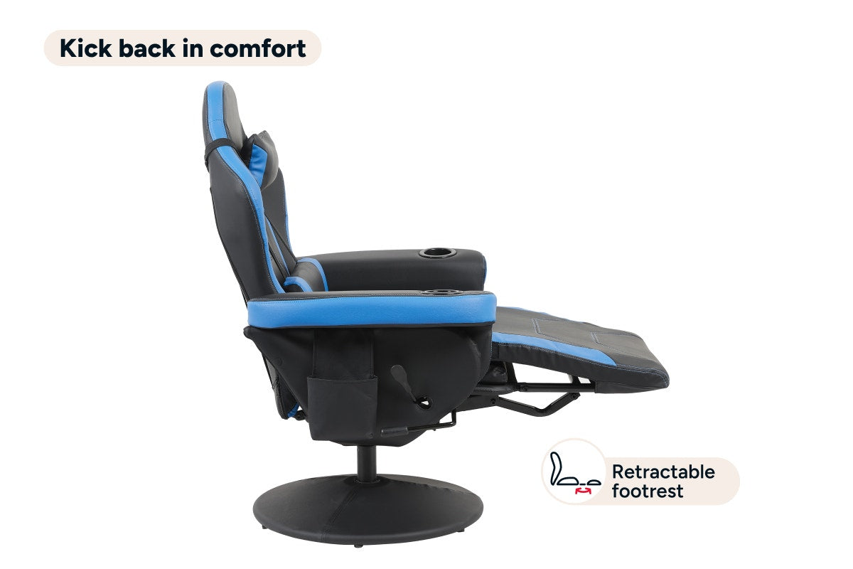 Ergolux Hotshot Recliner Gaming Office Chair (Black/Blue)