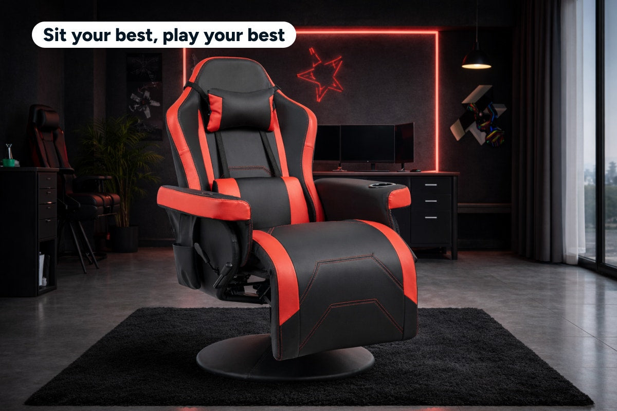 Ergolux Hotshot Recliner Gaming Office Chair (Black/Red)