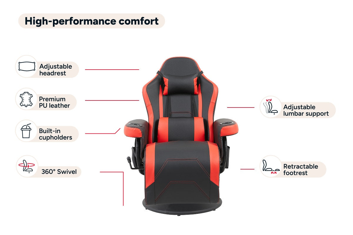 Ergolux Hotshot Recliner Gaming Office Chair (Black/Red)