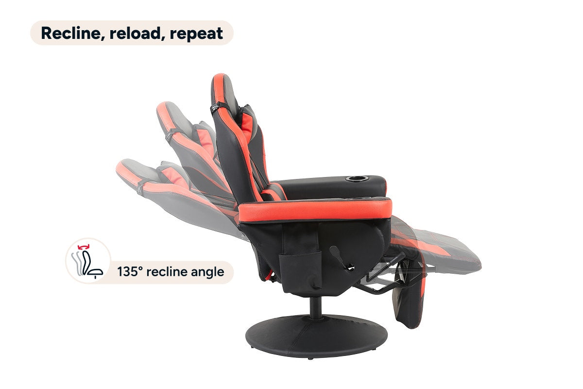 Ergolux Hotshot Recliner Gaming Office Chair (Black/Red)