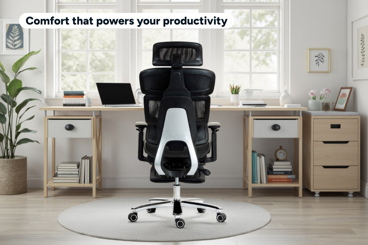 Ergolux Pro Max Ergonomic Mesh Office Chair with Footrest (Black)