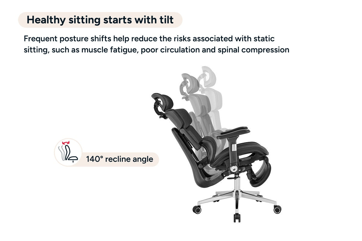 Ergolux Pro Max Ergonomic Mesh Office Chair with Footrest (Black)