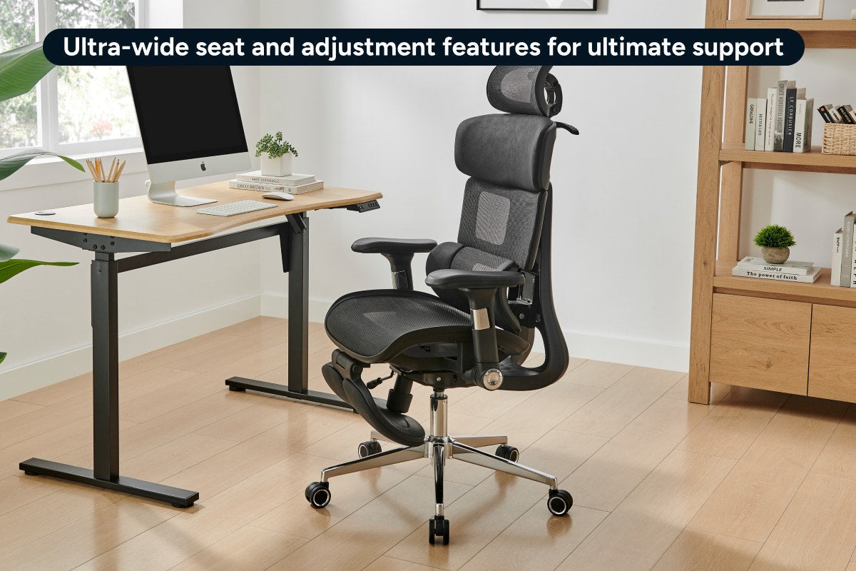 Ergolux Pro Max Ergonomic Mesh Office Chair with Footrest (Black)