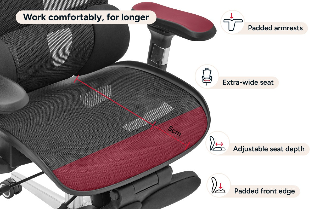 Ergolux Pro Max Ergonomic Mesh Office Chair with Footrest (Black)
