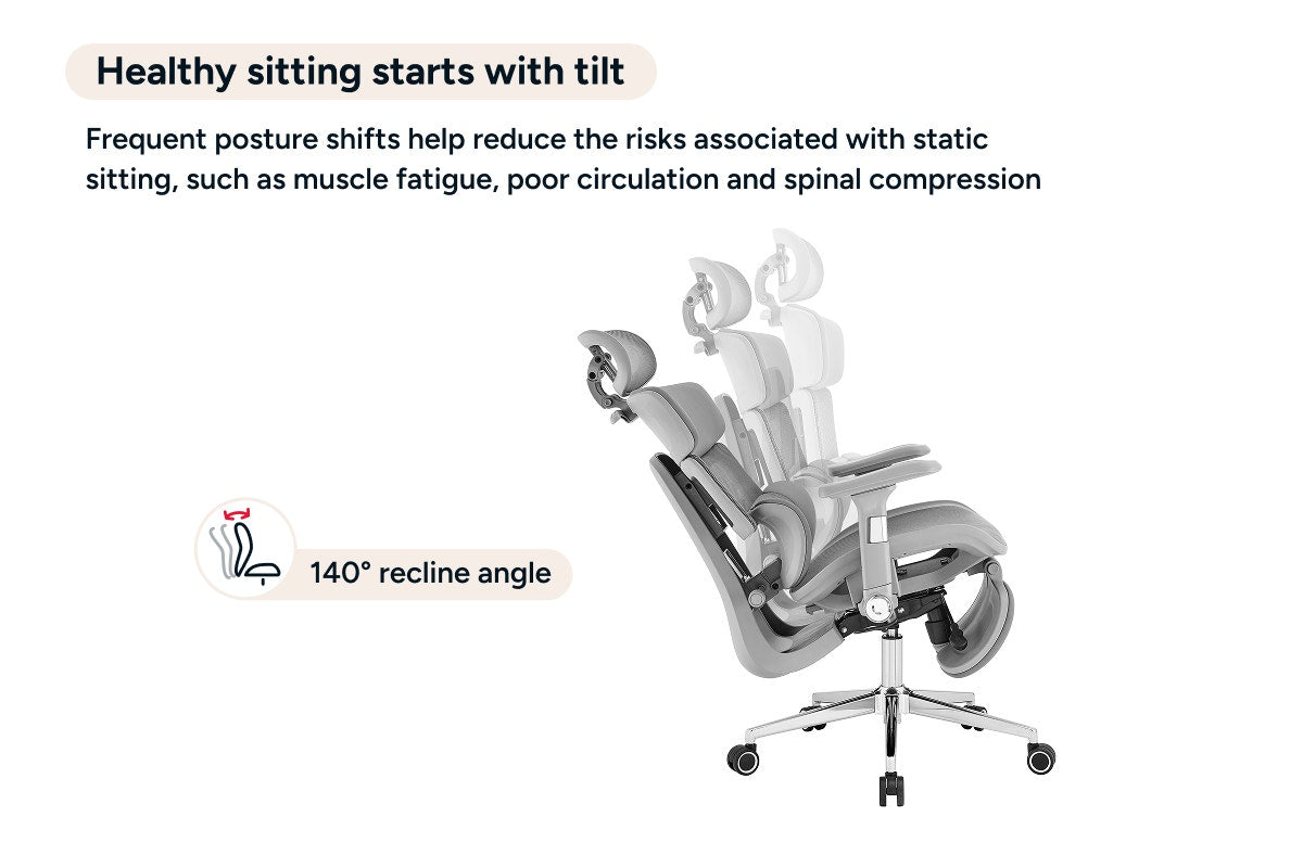 Ergolux Pro Max Ergonomic Mesh Office Chair with Footrest (Grey)