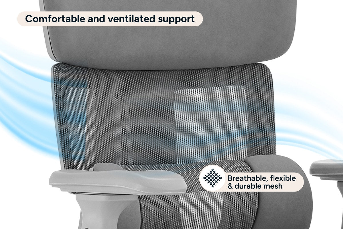 Ergolux Pro Max Ergonomic Mesh Office Chair with Footrest (Grey)