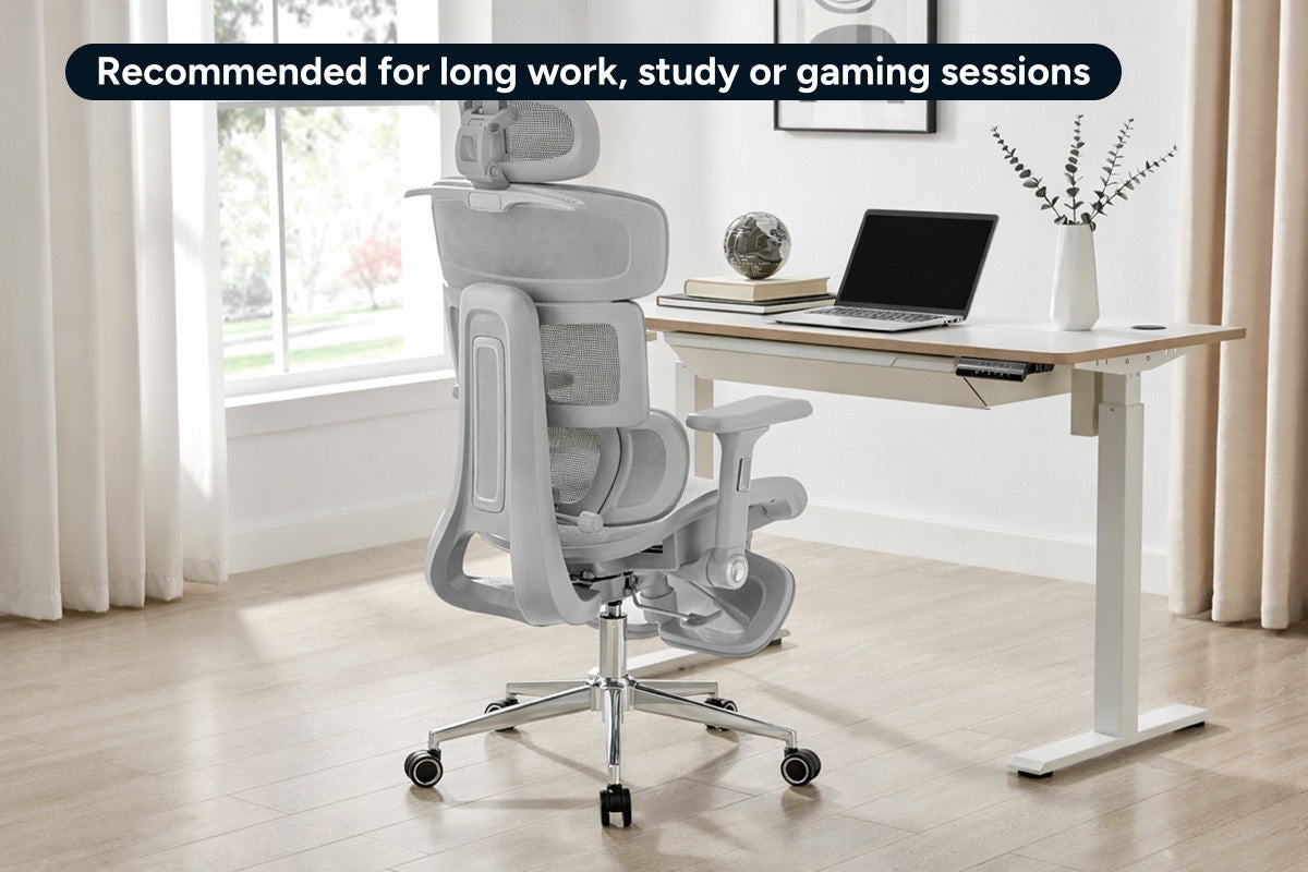 Ergolux Pro Max Ergonomic Mesh Office Chair with Footrest (Grey)