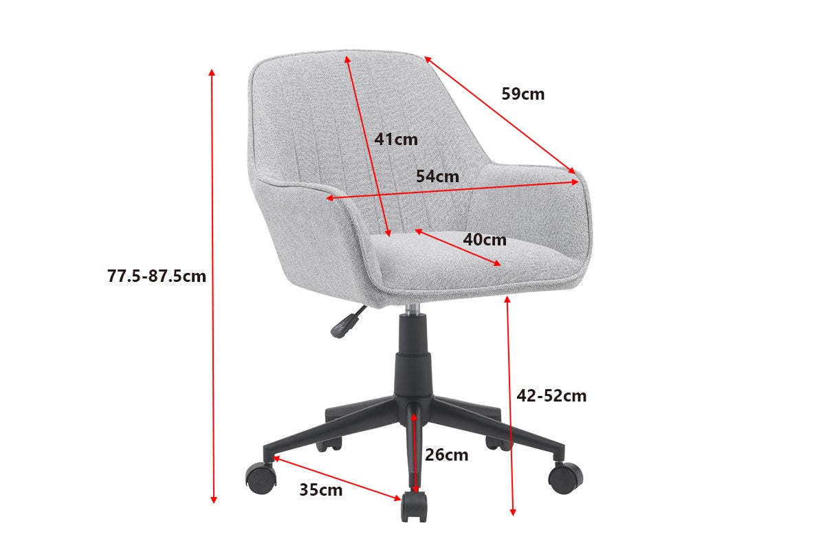 Ovela Milly Fabric Office Chair (Grey/Black)