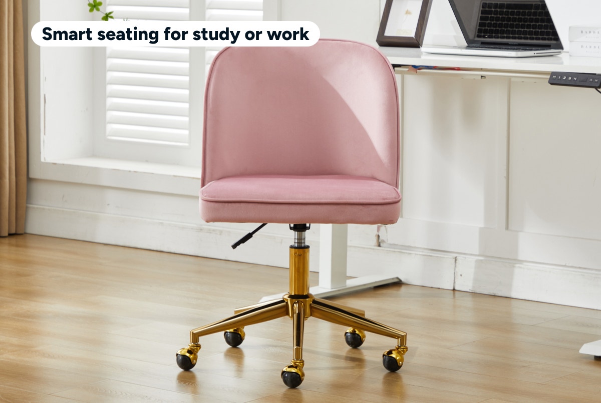 Ovela Monty Velvet Office Chair (Blush)