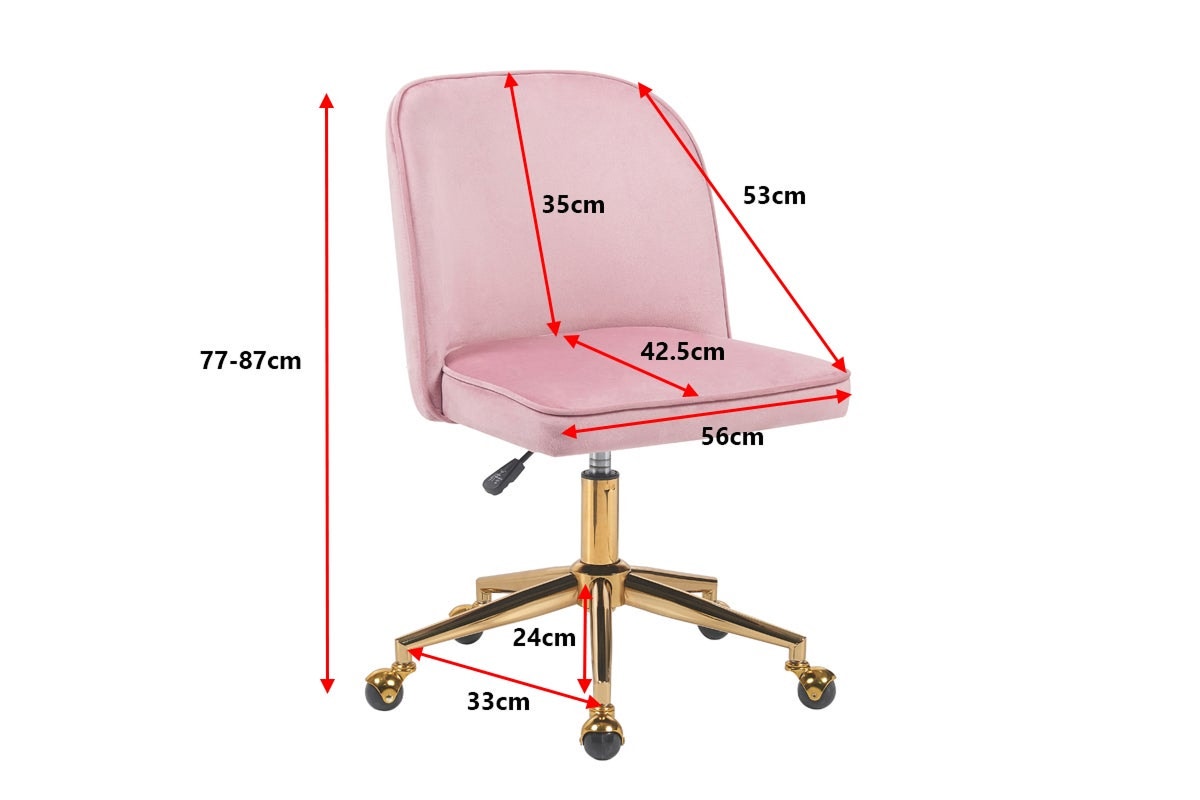 Ovela Monty Velvet Office Chair (Blush)