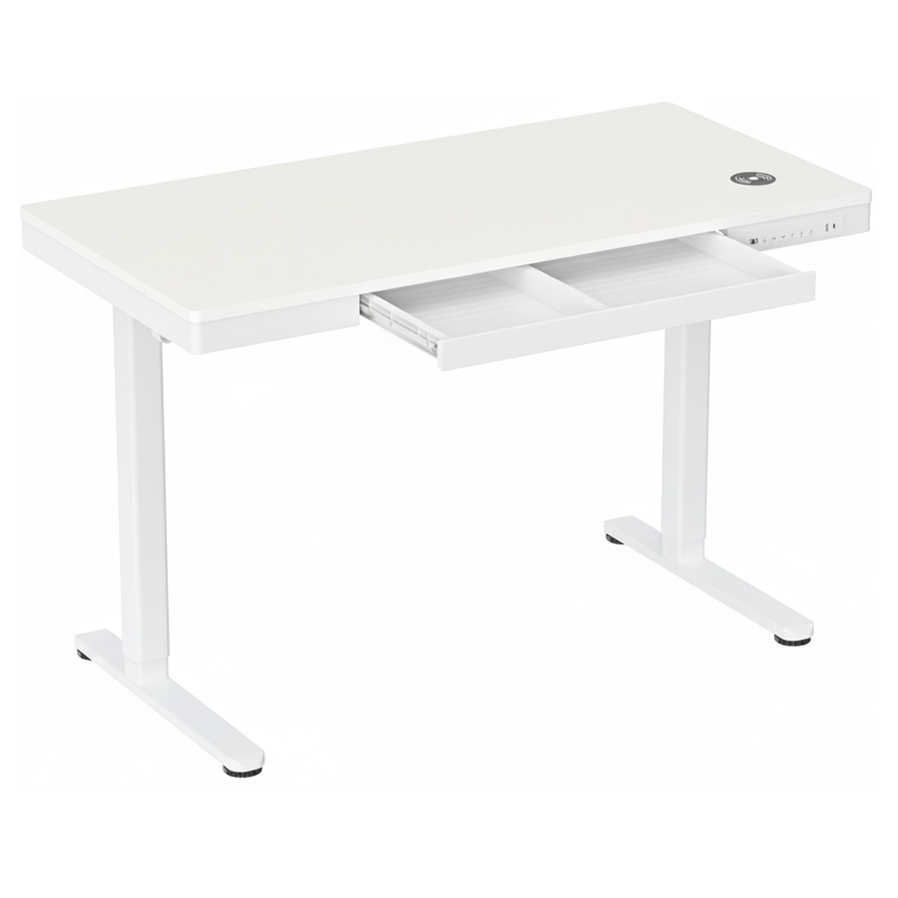 Ergolux Electric Standing Desk with Drawer 120 x 60cm (White/White)