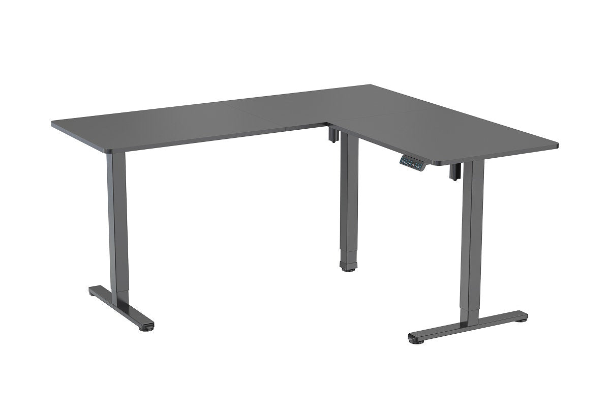 Ergolux Electric L-Shaped Dual-Motor Standing Desk 160 x 140cm (Black/Black)