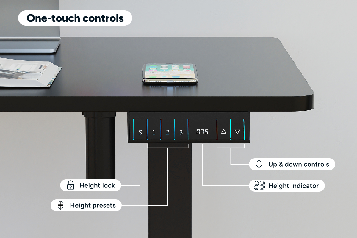 Ergolux Electric L-Shaped Dual-Motor Standing Desk 160 x 140cm (Black/Black)