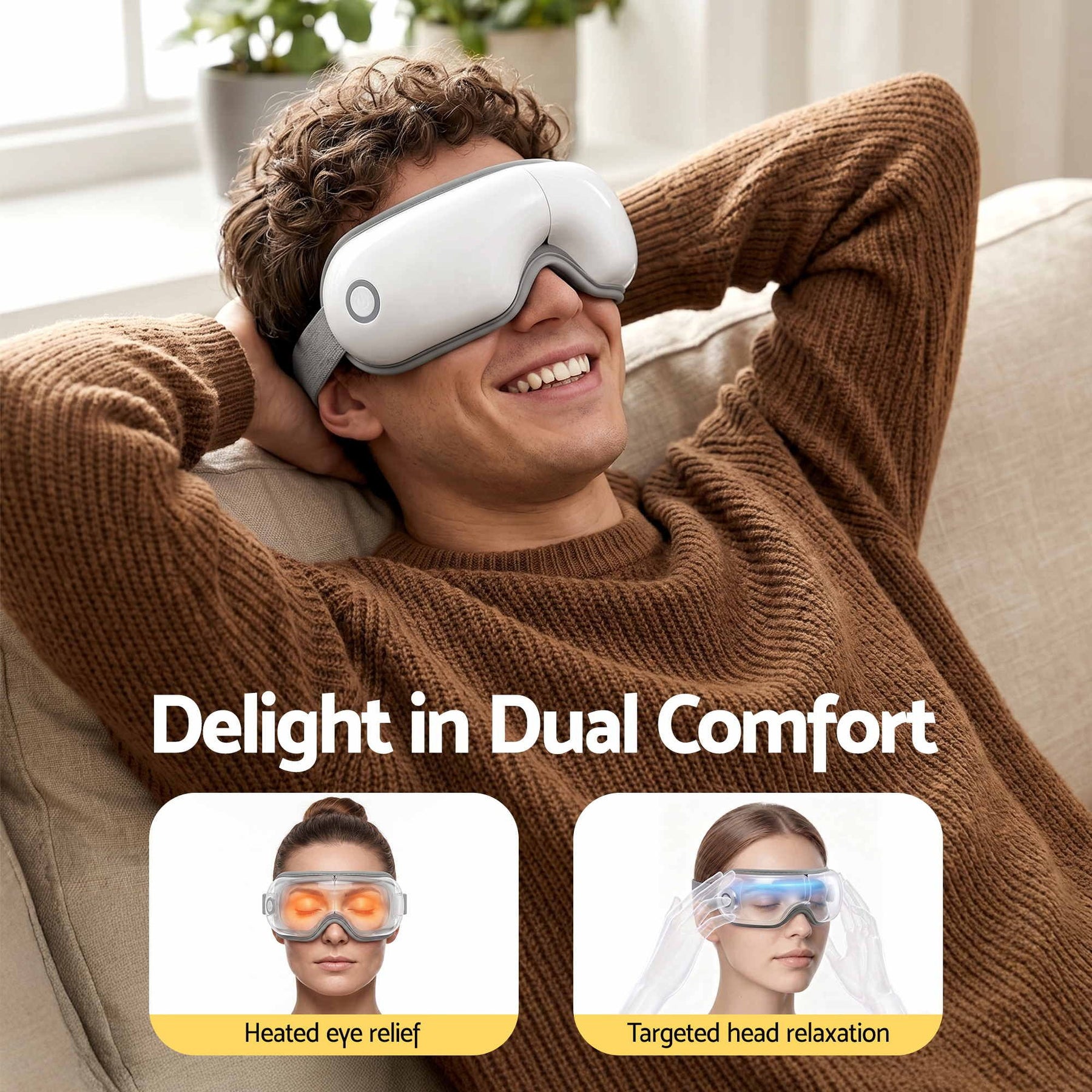 Livemor Foldable Heated Eye Massager with Bluetooth Air Compression and Vibration