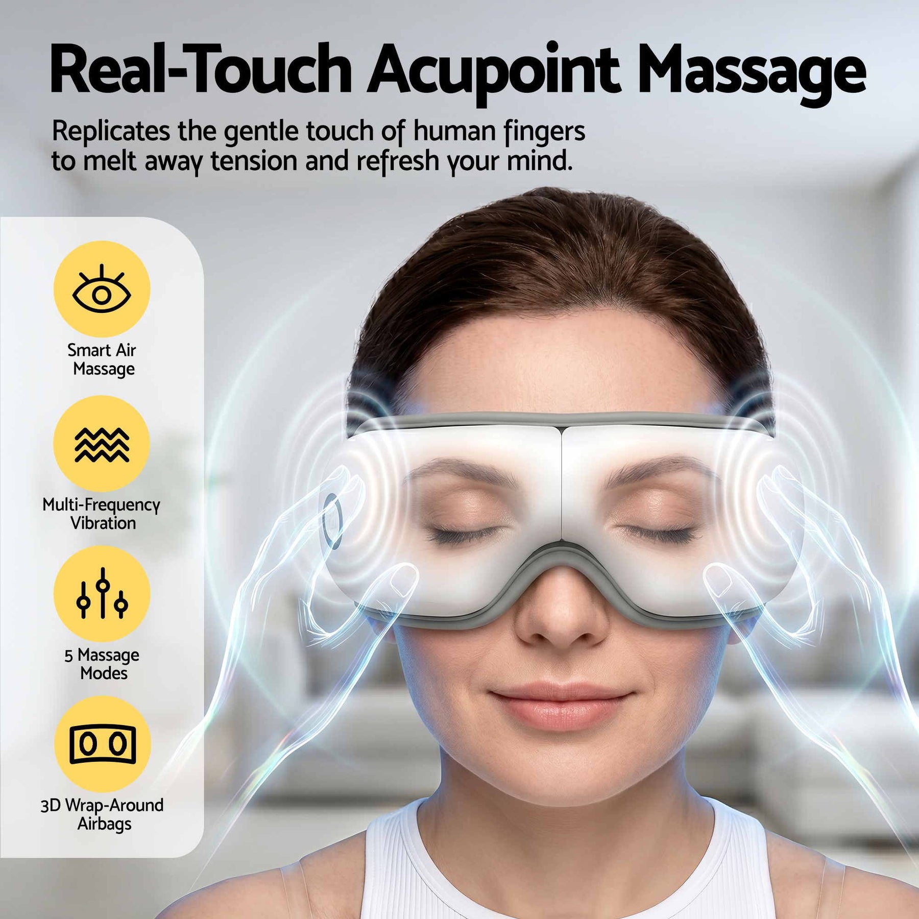 Livemor Foldable Heated Eye Massager with Bluetooth Air Compression and Vibration