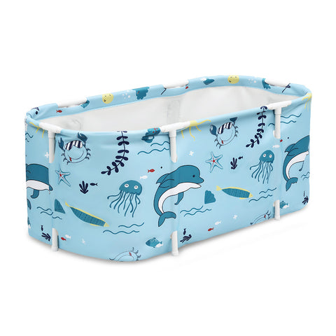 Weisshorn Foldable Bathtub 114x62cm Blue - Extra-Large, Insulated, Inflatable Pillow - SuperSaverAU - view 1