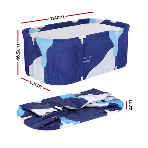 Weisshorn Foldable Bathtub 114x62cm Navy Blue - Extra-Large, Insulated, Inflatable Pillow - SuperSaverAU - view 2