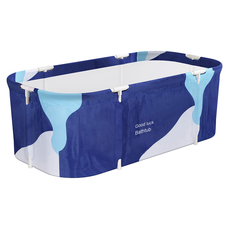 Weisshorn Foldable Bathtub 134x65cm Navy Blue with Inflatable Pillow & Drain Pipe - SuperSaverAU - view 1