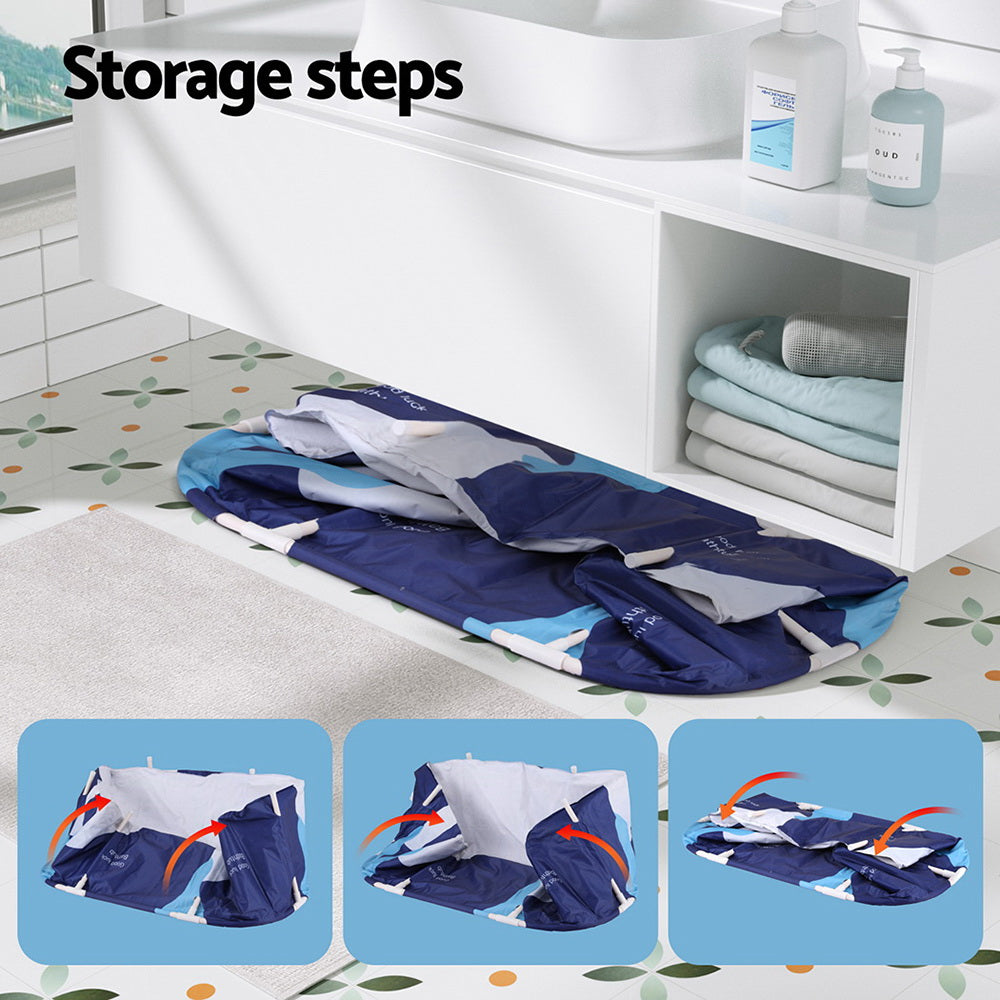 Weisshorn Foldable Bathtub 134x65cm Navy Blue with Inflatable Pillow & Drain Pipe - SuperSaverAU - view 5