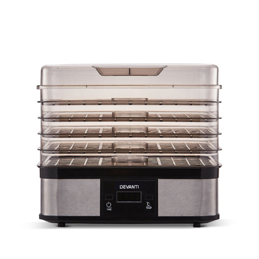 Devanti 5 Tray Food Dehydrator Fruit & Jerky Dryer - Black