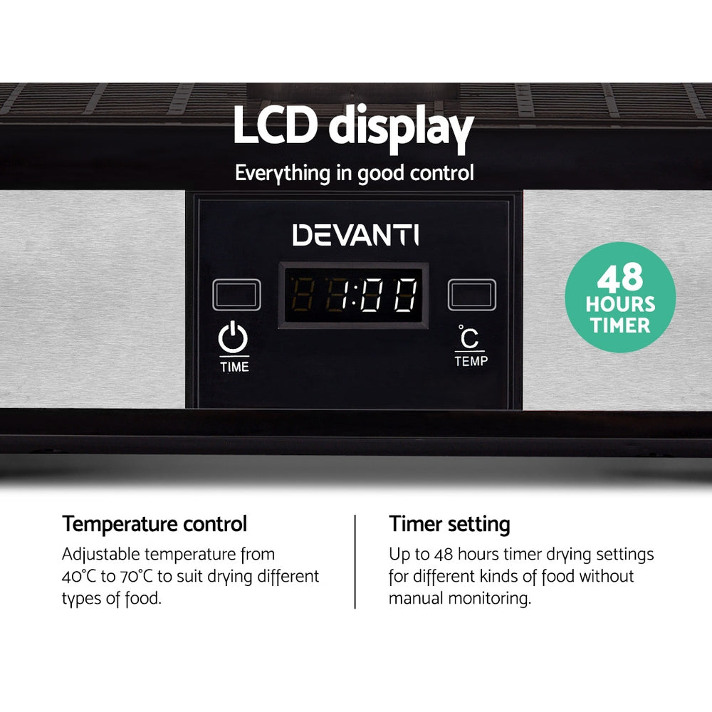 Devanti 5 Tray Food Dehydrator Fruit & Jerky Dryer - Black