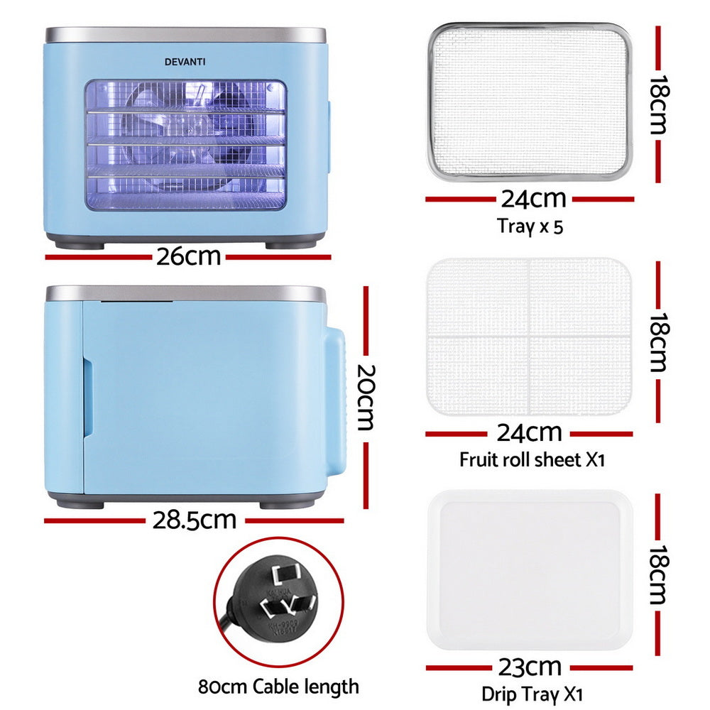 Devanti 5 Tray Mini Food Dehydrator 500W