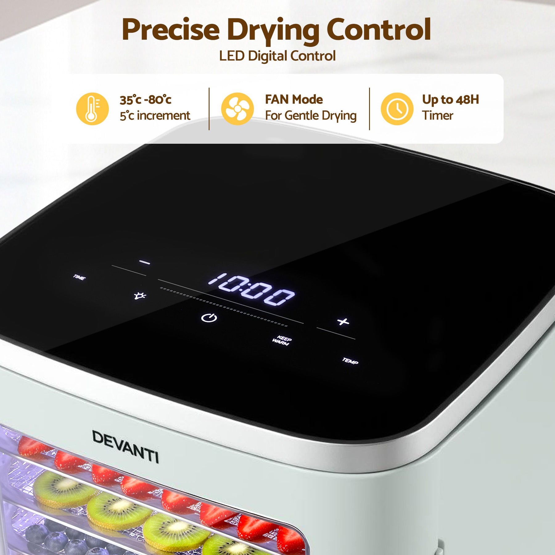 Devanti 5 Tray Mini Food Dehydrator Machine - Green