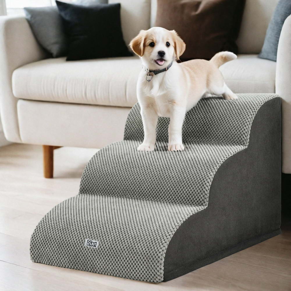 i.Pet Dog Ramp Steps Foam 3 Tier 57cm x 42cm x 40cm Non-Slip Suede