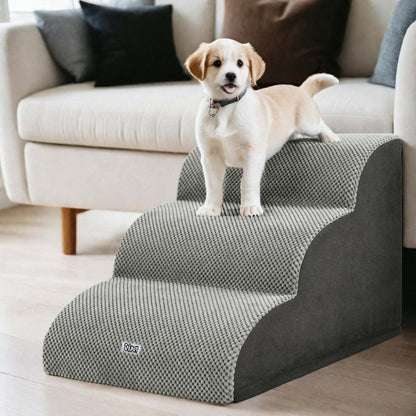 i.Pet Dog Ramp Steps Foam 3 Tier 57cm x 42cm x 40cm Non-Slip Suede